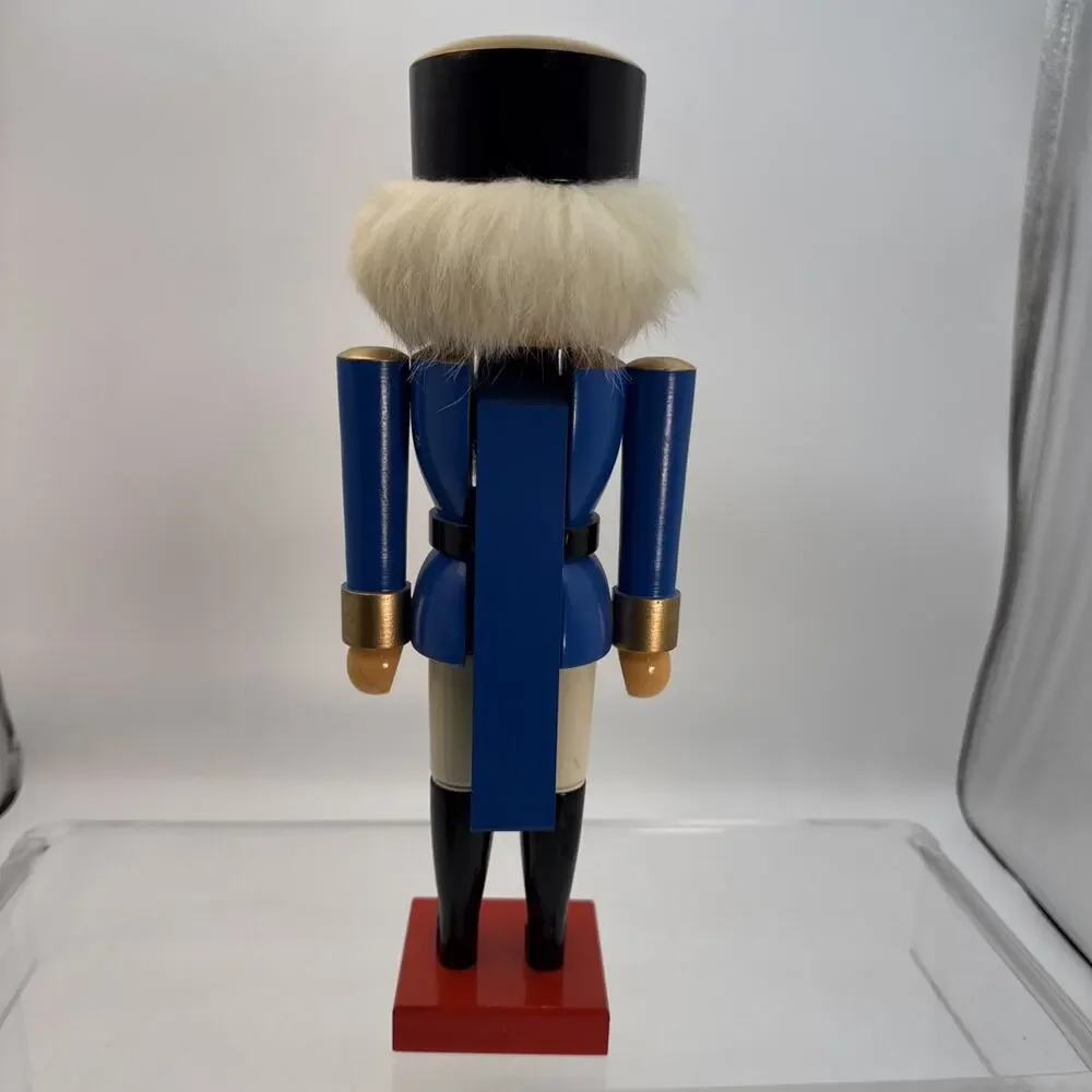 German Solider Nutcracker With Fur Hair Made In Germany Democratic Republic 14”
